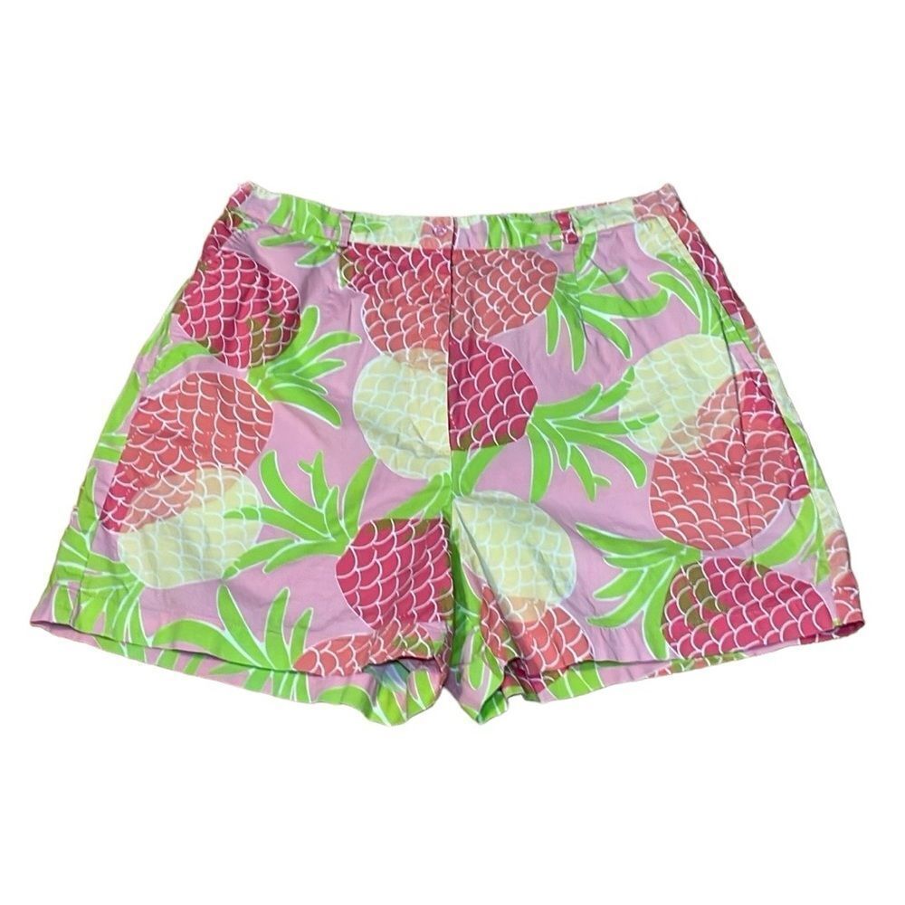 Vintage 90’s Lilly Pulitzer Pineapple Shorts, pink, green, yellow, midis, 8